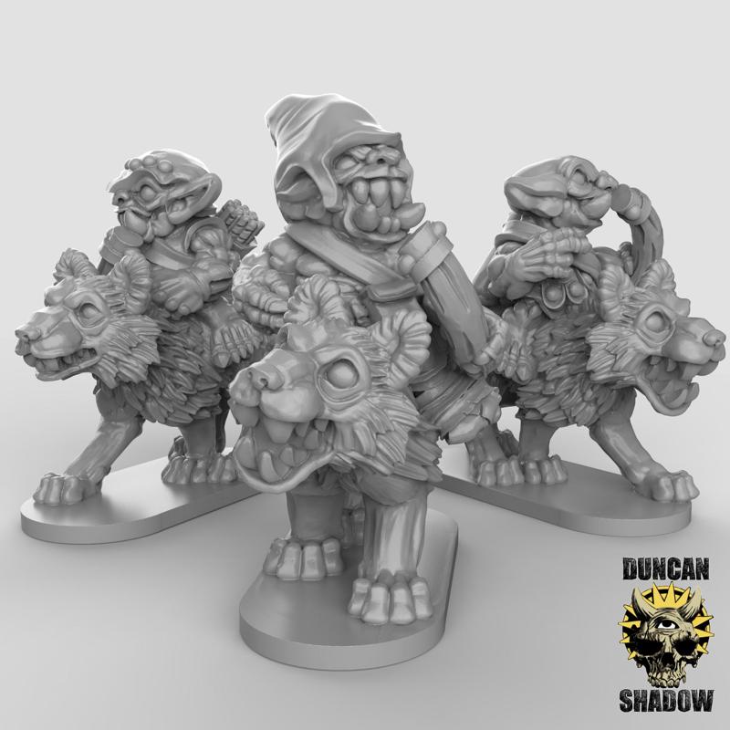 15mm Goblin Wolf Riders with Bows  (Pre Supported)