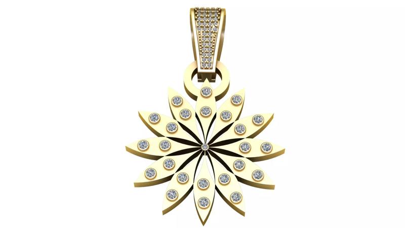 Diamond Flower Petals Pendant