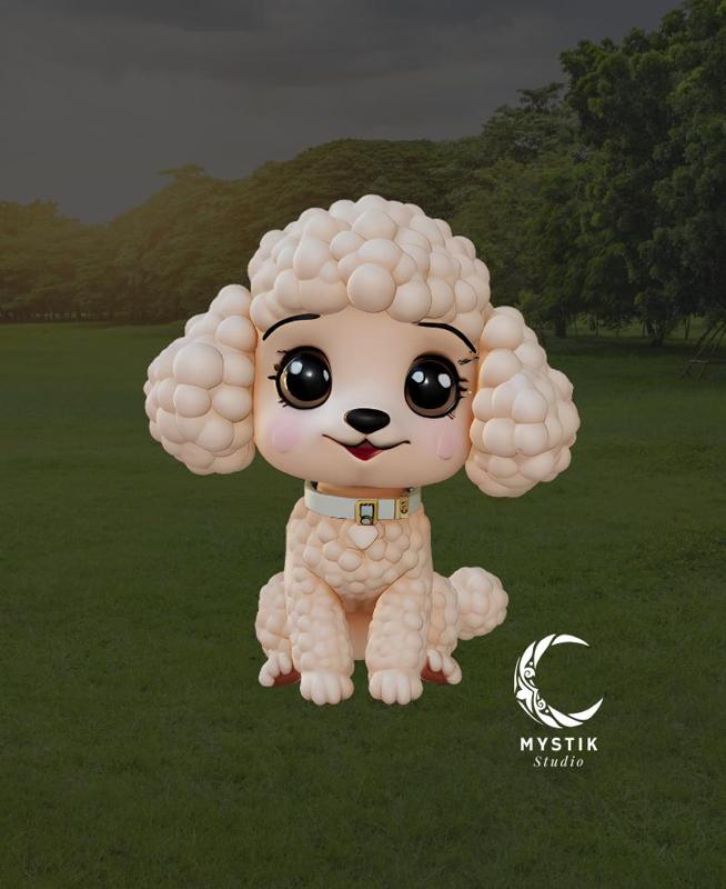 Sitting Poodle Dog - Tender Chibi Miniature