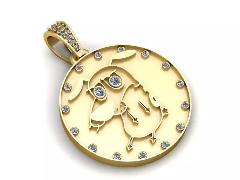 CARTOON CHARACTER COIN GOLD PENDANT