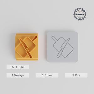 Cutting Board, 5-Piece Stamp Tile Set, 20-40mm Motifs, Ideal for Clay, Cookies & Fondant