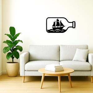 wall decoration in the shape of a bottle containing a boat