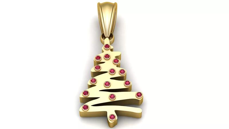 Christmas Tree Gold Pendant