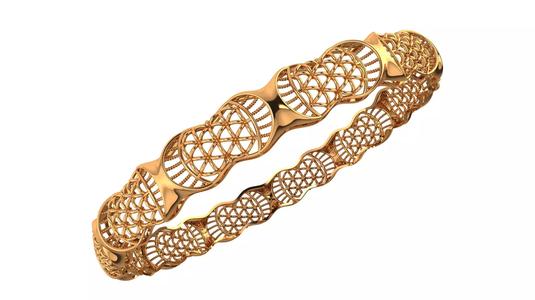 1284 43 Fenestrated Oval Bangle 61MM-11gm