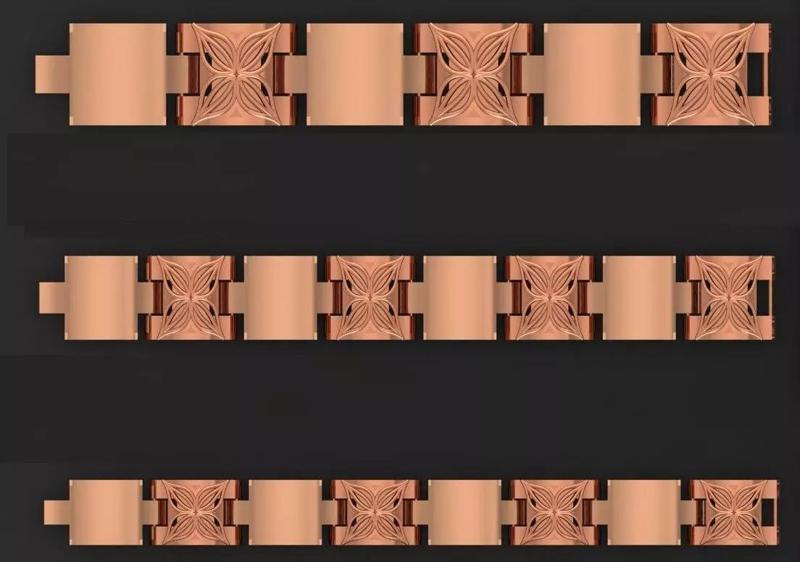 3 Size Gold Bracelet 3dm stl renders details