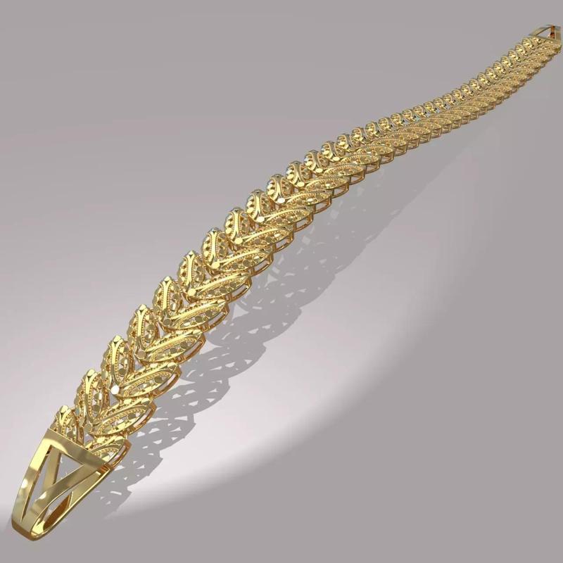 Diamond Cut Gold Leaf Chain Bracelet Matrix 3DM   STL File