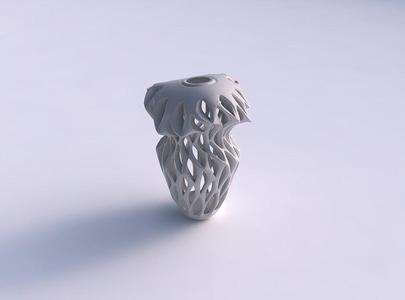 Vase twisted bend inward with smooth cuts and extruded top wa...