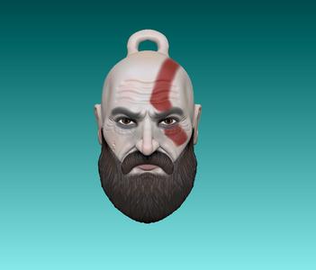 kratos head keychain from god of war