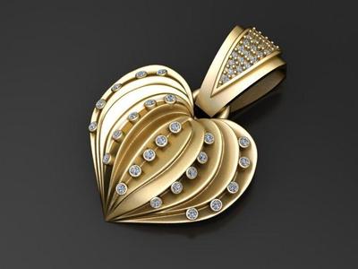 Golden 3D Heart Pendant