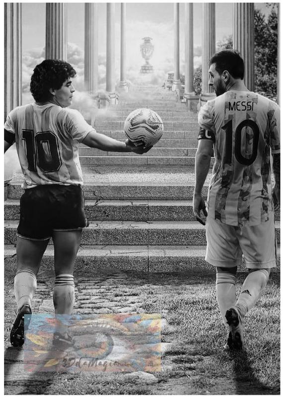 Maradona y Messi - Litofania HD