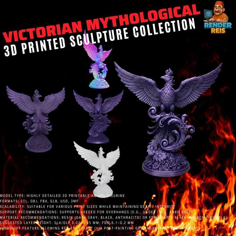 Crowned Phoenix Sculpture - Symbol of Rebirth