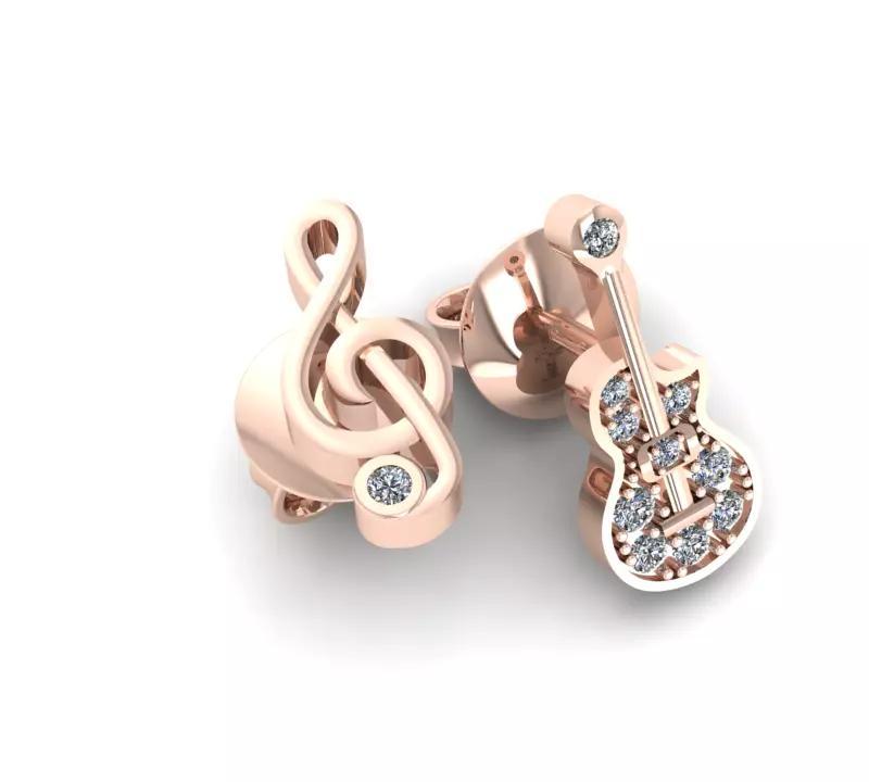 Musical note and guitar earrings