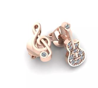 Musical note and guitar earrings
