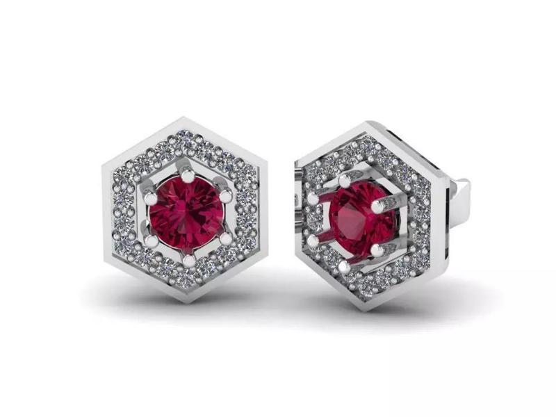 Hexagon Halo Earring