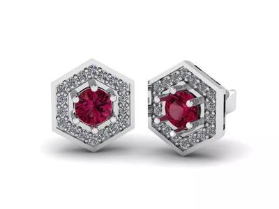 Hexagon Halo Earring