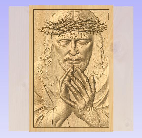Sacred Jesus in Prayer – 3D CNC Relief STL for Church Wall Art