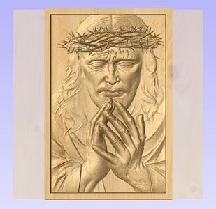 Sacred Jesus in Prayer – 3D CNC Relief STL for Church Wall Art