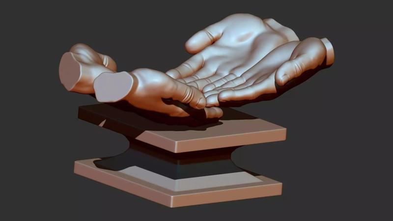 hand 3d print sculpture with two hands