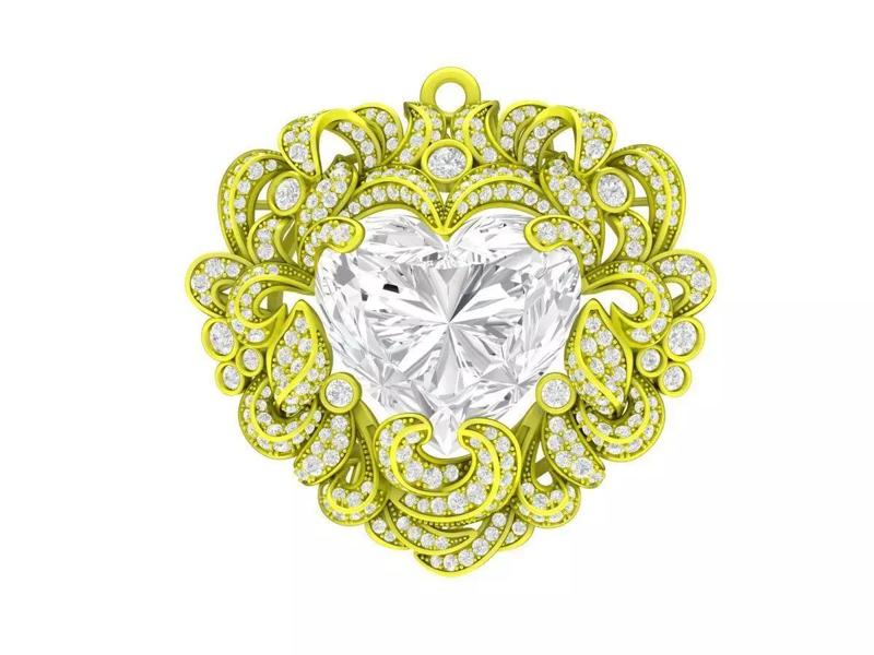 7032 luxury art heart diamond women pendant