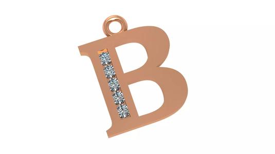 Alphabet Letter B Pendant Charm 3dm stl render details