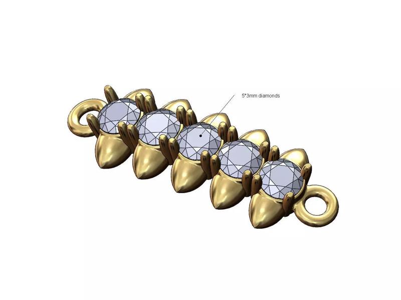 Spiked 3mm diamond pendant bracelet tag charm