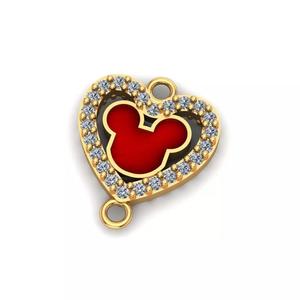 Jewelry mickey mouse heart charm in gold