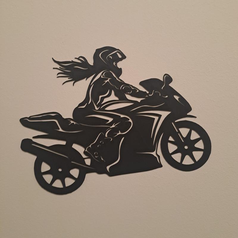 Speed Queen: 2D Girl on the Motorcycle, line art girl, wall art motocycle,