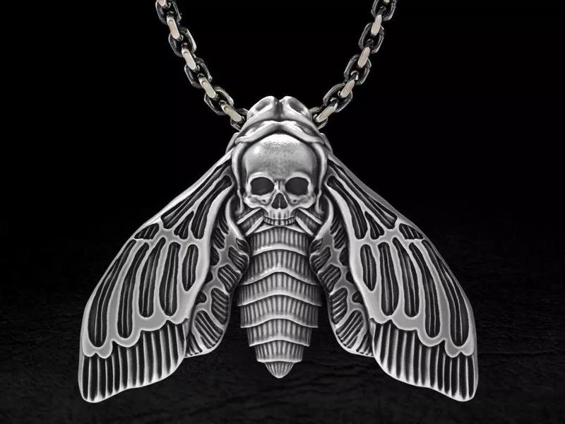 Deaths head butterfly pendant 3d model for printing 3D print