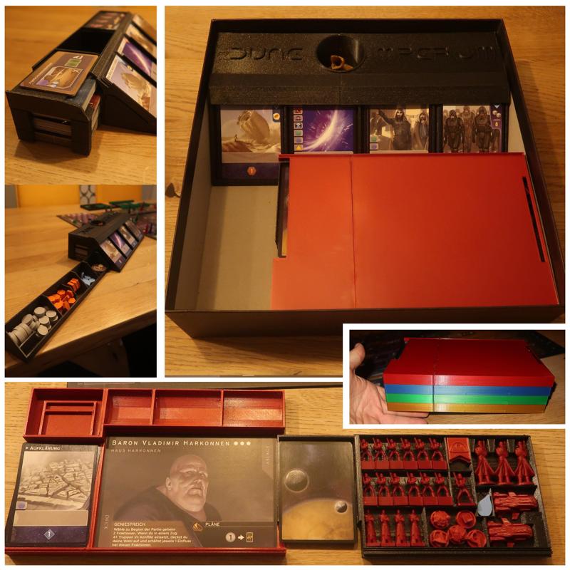 Dune Imperium, Material-MEGA-Set,Figures,Organizer,Tableau,Token and Inlay, space-saving, transformable, Rise of Ix, Immortality,Material,Boxes,Meeples,Marker,Player Desk ,Player Tableau, Playerboard, all in one, Meeples, Troups, Agents