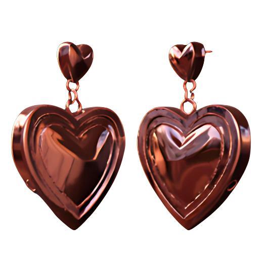 Heart-Shaped Earrings in Copper Finish