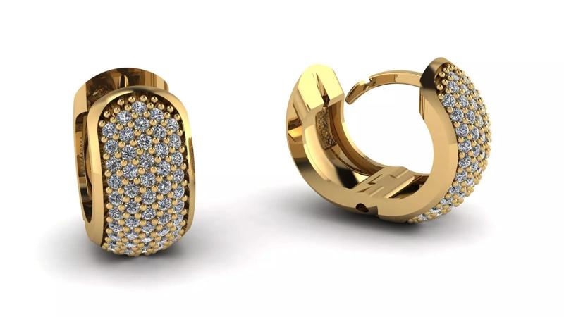 Huggie Clicker Hoop Earring with Diamonds