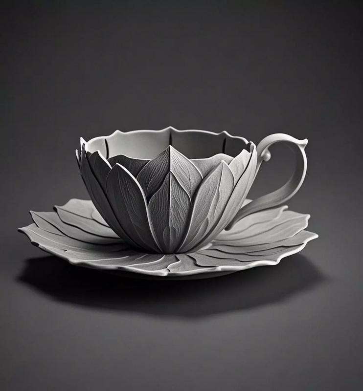 Lotus Flower Teacup and Saucer Set