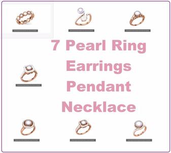 7 Pearl Ring Earrings Pendant Necklace 3dm stl obj mtl 3mf glb 3D Model Collection