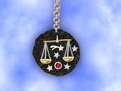 Libra Zodiac coin necklace
