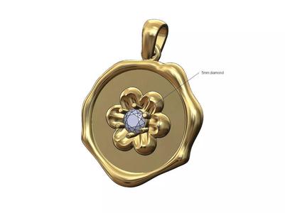 Diamond Florentine solitaire wax seal pendant charm