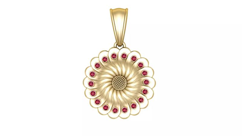 Round Flower Gold Pendant