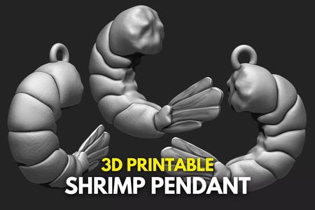Shrimp Food Pendant - 3D Print - Sea Life