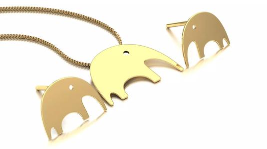 elephant pendant-earrings set