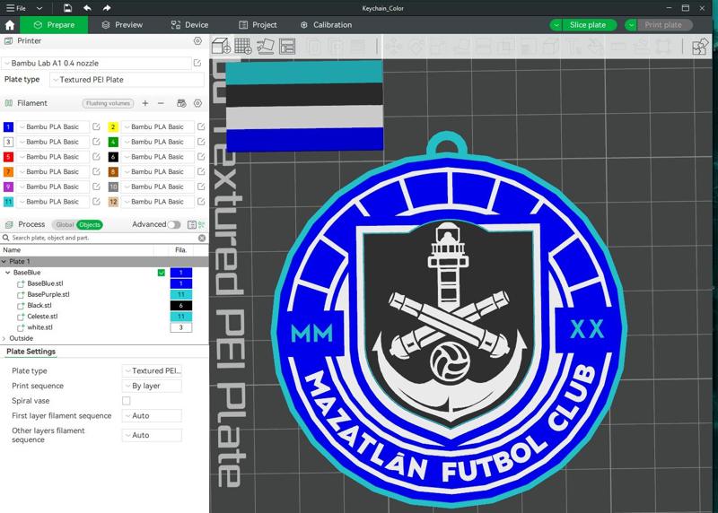 Liga MX Mazatlán keychain badge color printable