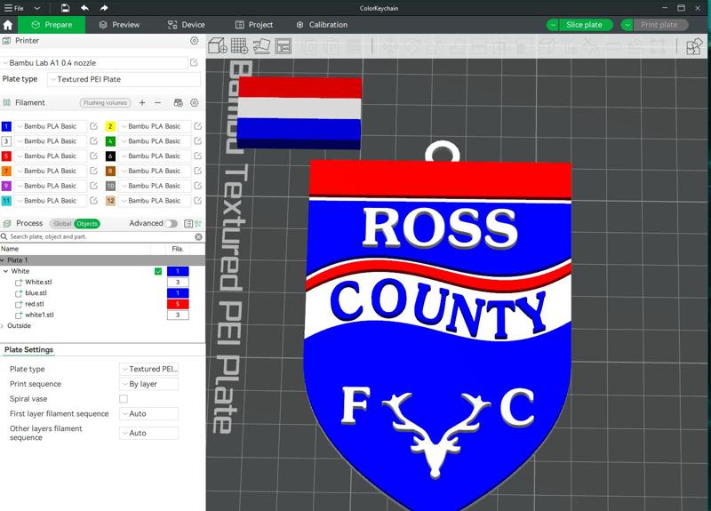 SPFL Ross County FC keychain badge color printable