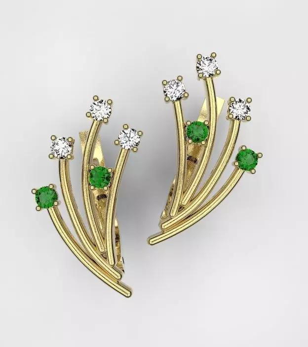 arrows emerald and diamond earrings gold