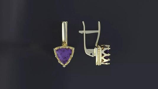 Earrings with antic gem for CNC model or