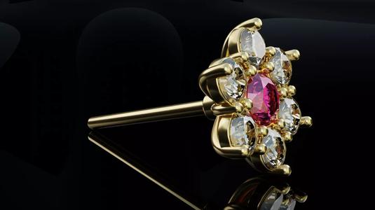 Earrings with diamonds and rubies set 3D model for 3D print
