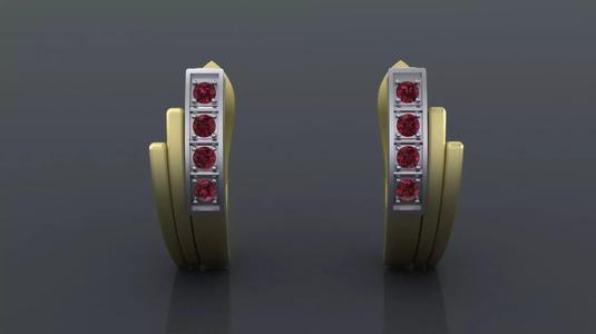 Earrings with track gems