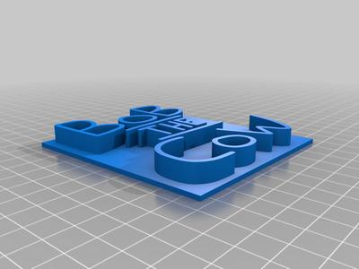 Square Bob The Cow Text Logo 3D (With Platform)