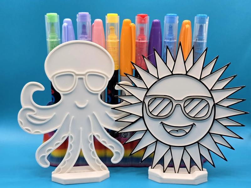 Fun Octopus Sun Summer Coloring DIY No Ams Fun