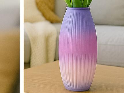 Ribbed-Groove Pattern Slim Vase