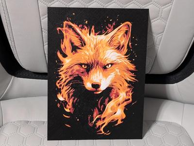 Fox painting fire hueforge