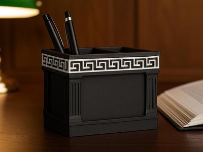 Greek Meander Pen Holder – Classic Desk Organizer