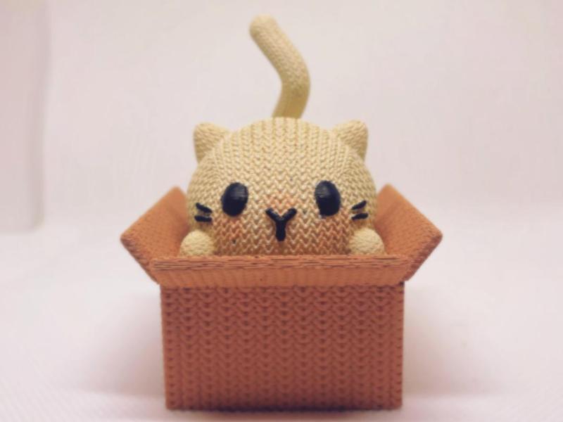Knitted Cat in a Box (small storage container)